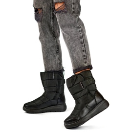 Botas femininas de neve isoladas com velcro, pretas W82B preto 2 Botas femininas de neve isoladas com velcro, pretas W82B preto 2