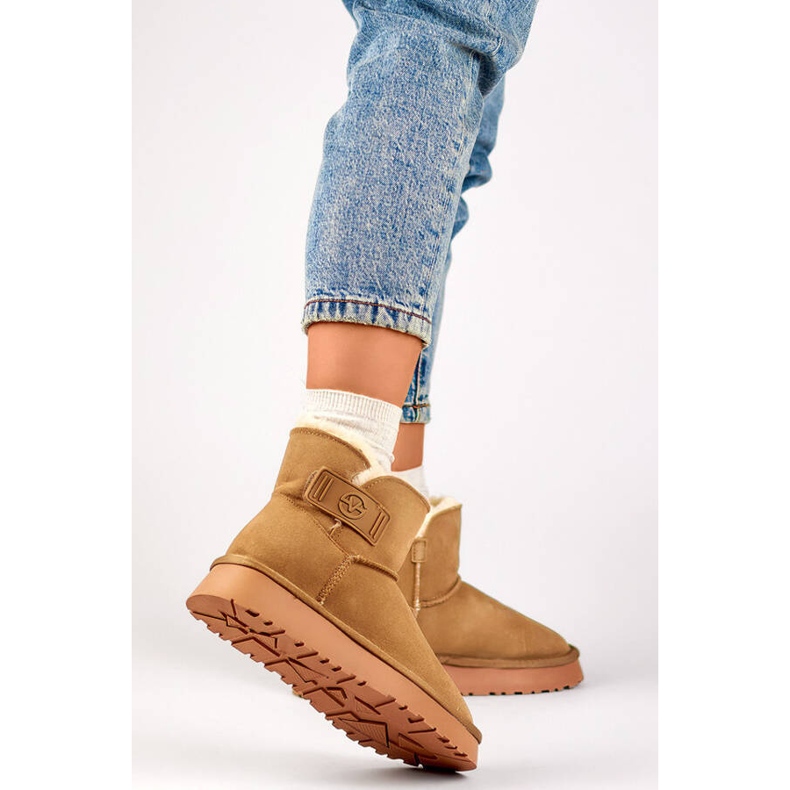 Botas femininas de camurça para neve, bege 25-97951BE 2