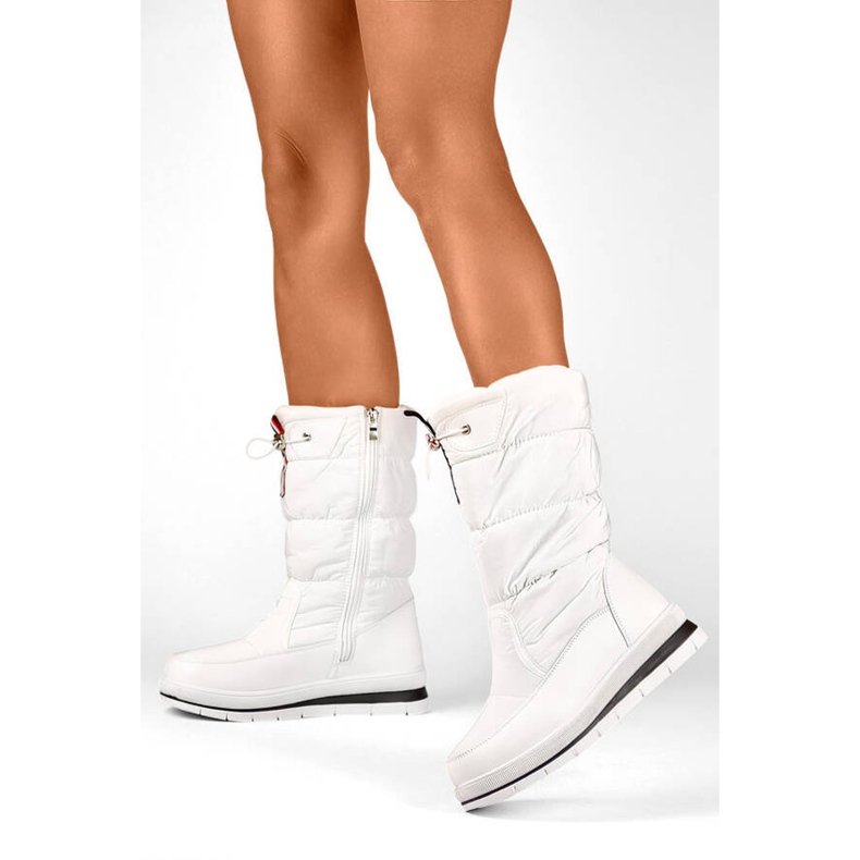 Botas altas de neve femininas com punho, brancas 8302W branco 1
