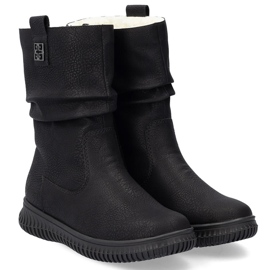 Botas femininas com isolamento na plataforma preta Rieker 74283-00 preto 2