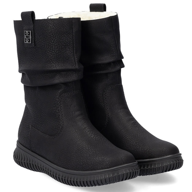 Botas femininas com isolamento na plataforma preta Rieker 74283-00 preto 2