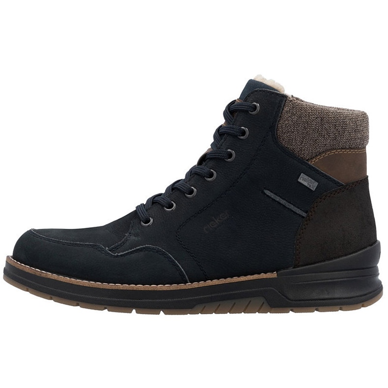 Rieker Botins masculinos impermeáveis ​​de couro com isolamento, azul marinho 32344-14 1