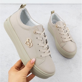 Sapatos de couro feminino na plataforma bege filippo 3533 1