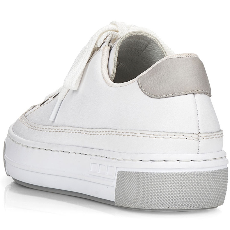 White Rieker L8847-80 Sapatos esportivos de couro feminino branco 1