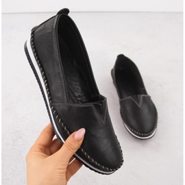 Mocassins de couro feminino escorregaram T.SOKOLSKI W25-741 preto 1
