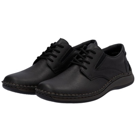 Sapatos de couro masculino de conforto Rieker 05211-00 preto 1