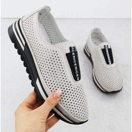 S.Barski Sapatos de couro feminino, OpenWork bege S. Barski LR51-672 1