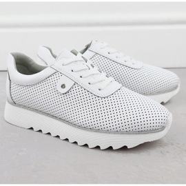 S.Barski Sapatos de couro feminino na plataforma aberta Białe S. Barski LR51-629 branco 2