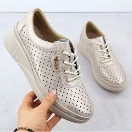 Sapatos de couro Open Women Open, Golden Vinceza 7890 dourado 1