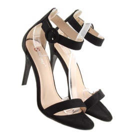 Sandália preta NF-17 preta com salto alto preto 1