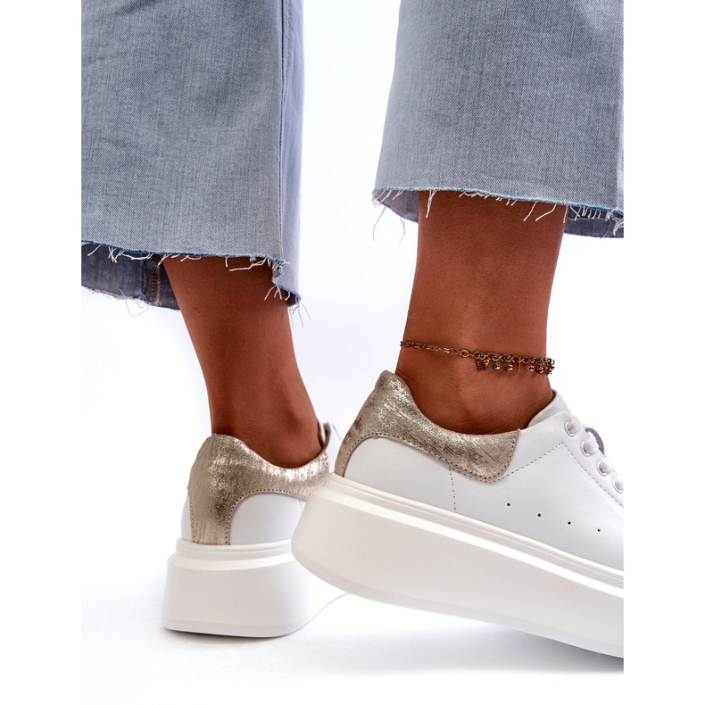 S.Barski Tênis de couro feminino na plataforma branca D&amp;A LR568 branco 3