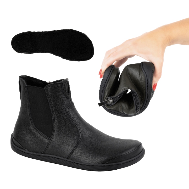 Olivier Botas Chelsea femininas descalças com zíper, isoladas 1263, pretas preto 8