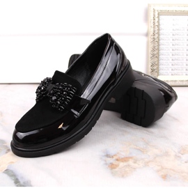 S.Barski Mocassins femininos lords lacados com laço preto S. Barski 2