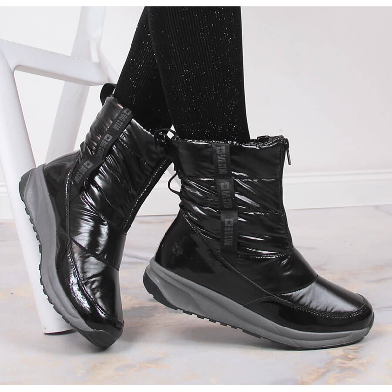 Botas de neve femininas pretas metálicas isoladas Big Star KK274392 prata 1