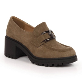 Salto alto de camurça marrom com corrente Vinceza 10921 2