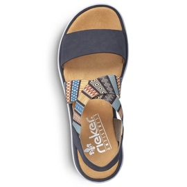 Sandálias de cunha femininas confortáveis ​​multicoloridas Rieker V44G8-14 multicolorido 1