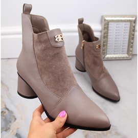 Botas femininas bege de salto alto D&amp;A S.Barski Premium Collection MR870-96 2