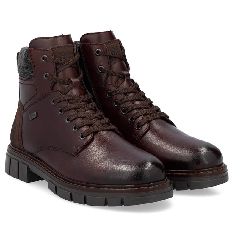 Botas masculinas de couro com isolamento, marrom Rieker 32205-25 2