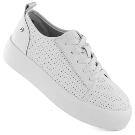 Sapatos esportivos femininos de couro, branco Filippo DP6116 1