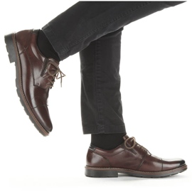 Sapatos masculinos confortáveis ​​de couro com elástico, marrom, Rieker 15320-25 1