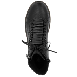Botins femininos de couro preto na plataforma Rieker Y3410-00 2
