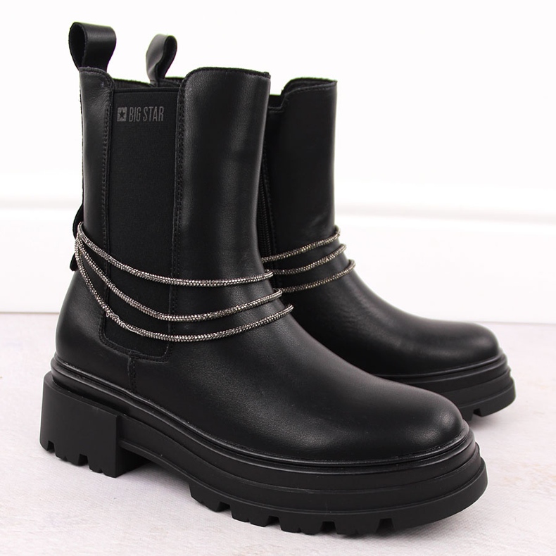 Botas femininas de couro Chelsea pretas Big Star preto 2