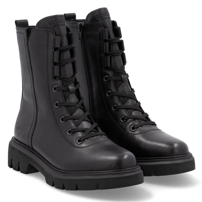 Botas femininas de trabalho com isolamento de couro, pretas Remonte D1W76-00 preto 1 Botas femininas de trabalho com isolamento de couro, pretas Remonte D1W76-00 preto 1