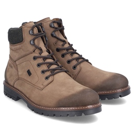 Botas masculinas impermeáveis ​​de couro, com isolamento marrom Rieker F3612-24 2