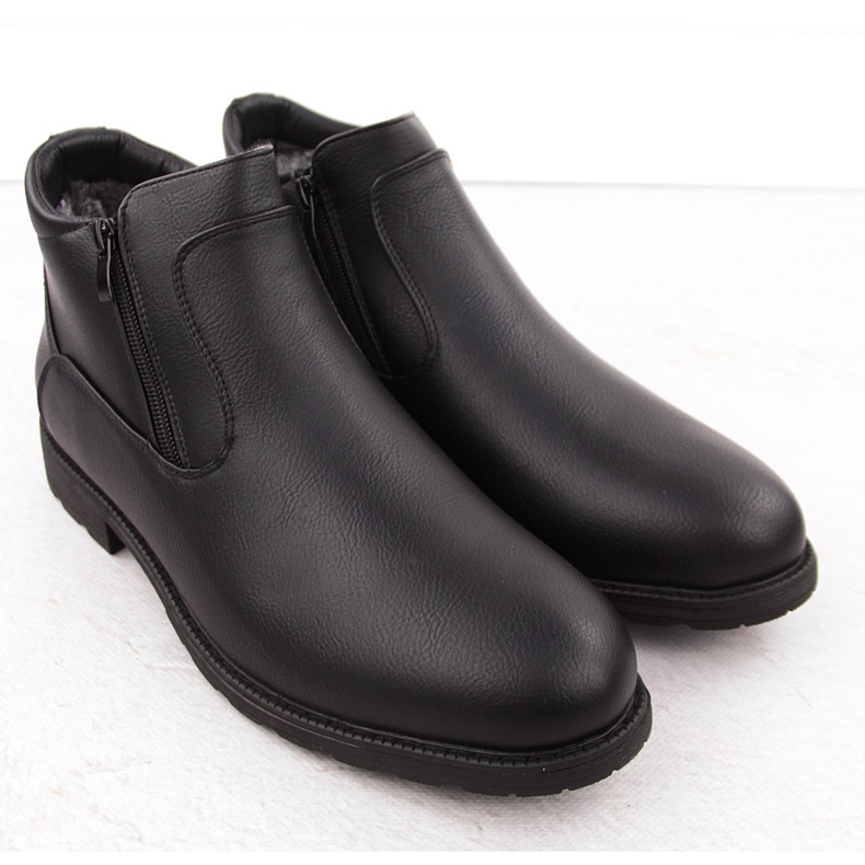 Atletico Botas masculinas, botas Chelsea com isolamento, pretas Man's Style WS-002 preto 2