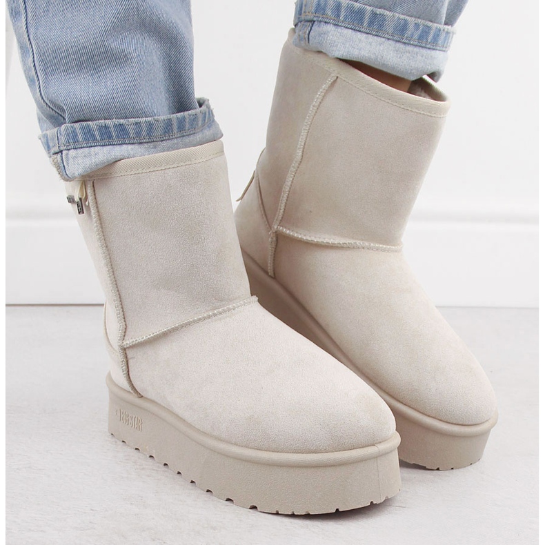 Botas de neve femininas impermeáveis ​​mukluk bege Big Star OO274897 1