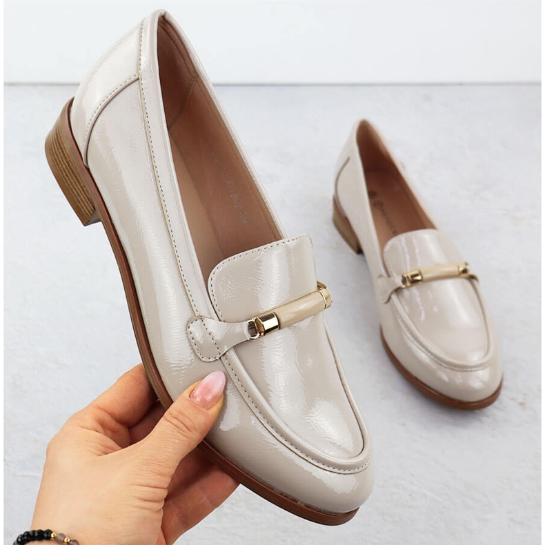 Sapatos bege Potocki SZ12065, lacar -se da altura feminina 1