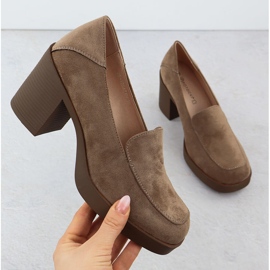 Sapatos de salto alto feminino, camurça bege potocki sz12547 1