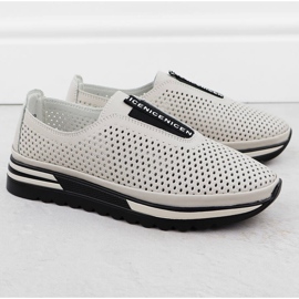 S.Barski Sapatos de couro feminino, OpenWork bege S. Barski LR51-672 2