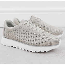 S.Barski Sapatos de couro feminino na plataforma aberta bege S. Barski LR51-629 2