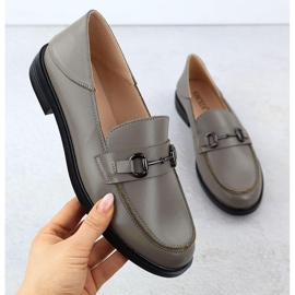 Sapatos de couro feminino Mocassins confortáveis ​​bege escuro Vinceza 18107 1