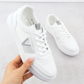Sapatos esportivos femininos com uma malha branca Vinceza 13627 branco 1