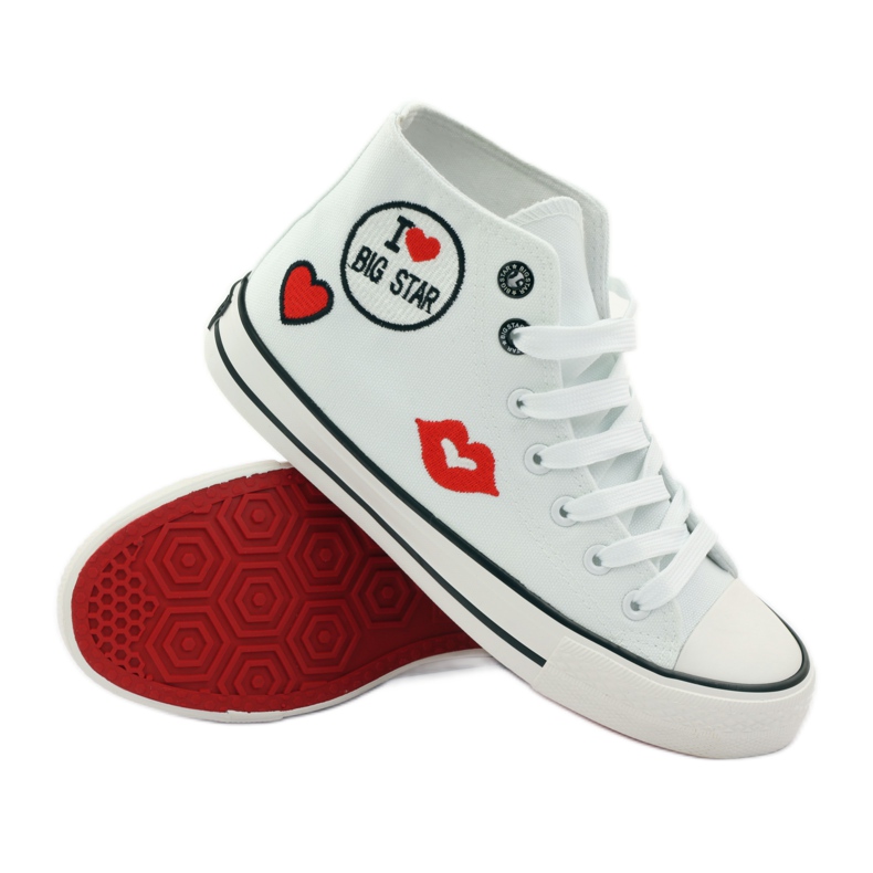 Big star 274017 tênis amarrado branco vermelho 3