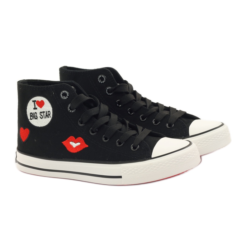 Big star 274014 tênis amarrado branco preto vermelho 4