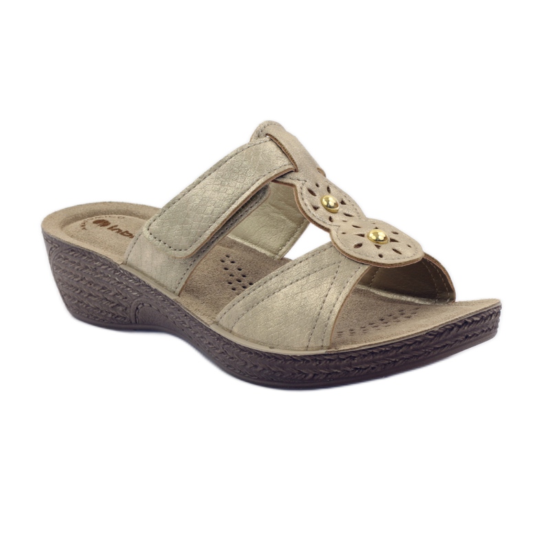 Chinelos de velcro Gold Inblu GL086 amarelo castanho 1