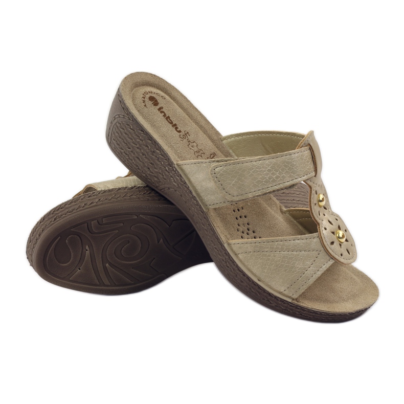 Chinelos de velcro Gold Inblu GL086 amarelo castanho 3