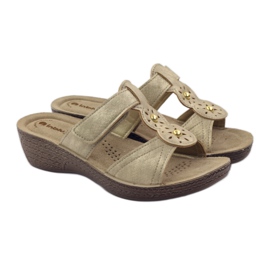 Chinelos de velcro Gold Inblu GL086 amarelo castanho 4