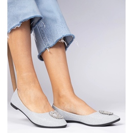 Ballerinas de glitter feminino de prata com zircões 2 Ballerinas de glitter feminino de prata com zircões 2