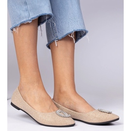 Bailarinas de glitter de champanhe feminino com zircões dourado 1