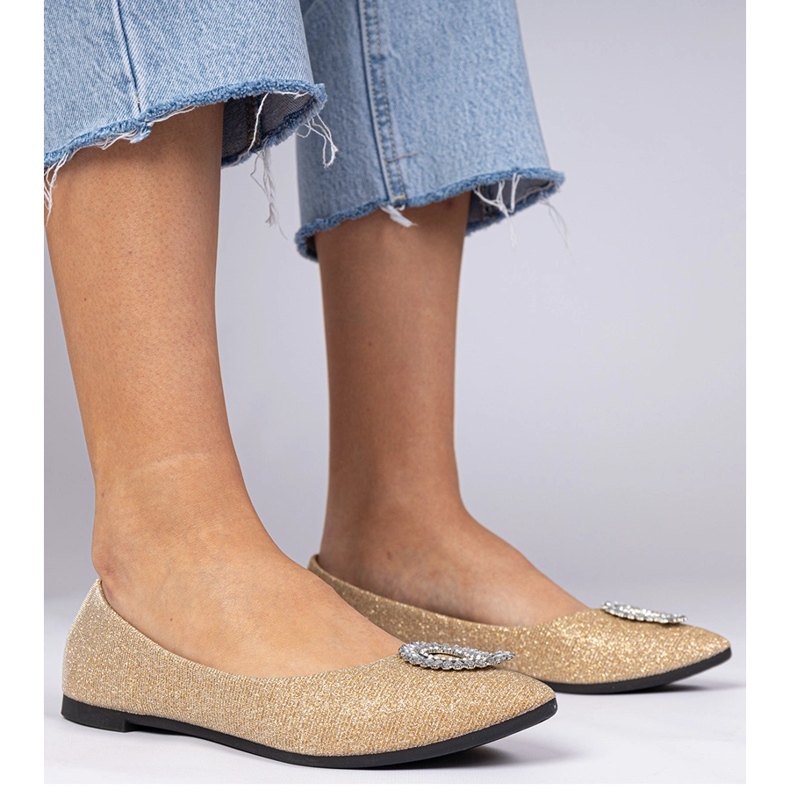 Ballerinas Golden Feminina Glitter com zircões dourado 1