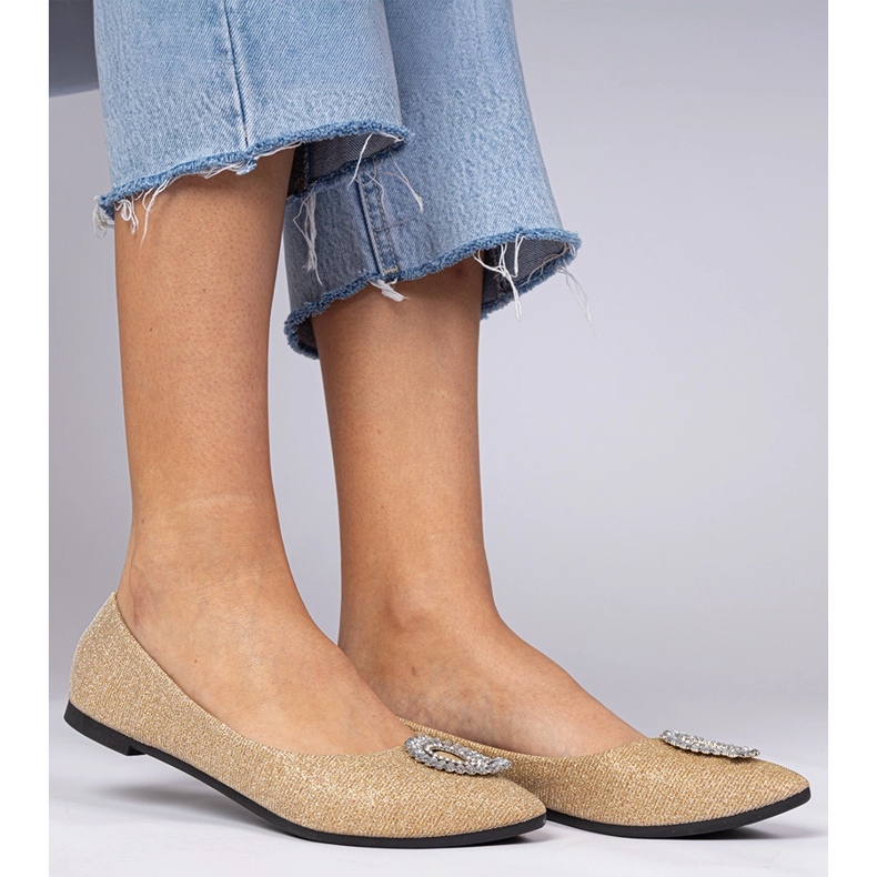 Ballerinas Golden Feminina Glitter com zircões dourado 2