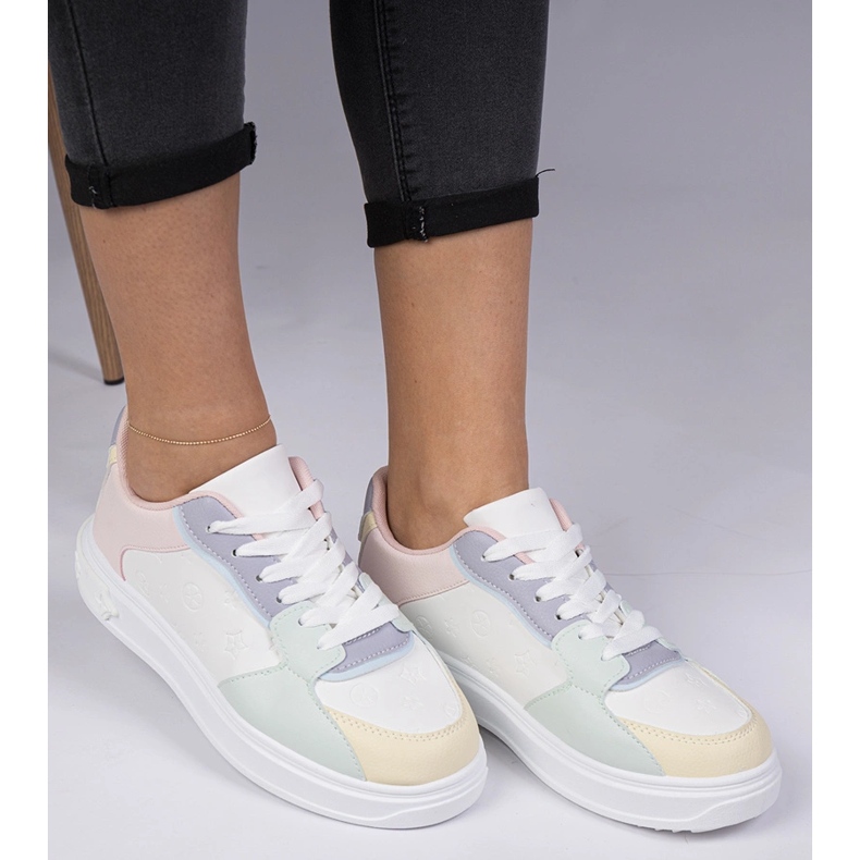 Tênis esportivos brancos e azuis do Leather Eco 1