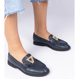 Mocassins femininos da Marinha com uma decoração elegante azul 1