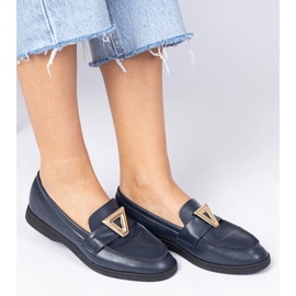 Mocassins femininos da Marinha com uma decoração elegante azul 2