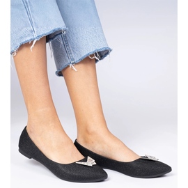 Ballerinas de glitter feminino negro com uma borboleta preto 1