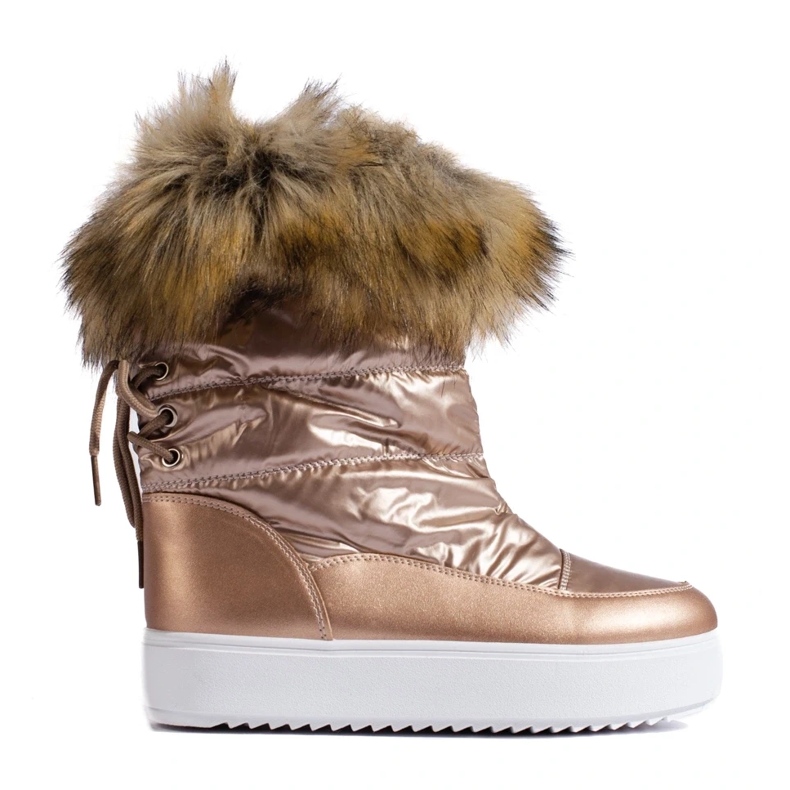 Botas femininas de neve rosa Shelovet com pele 2